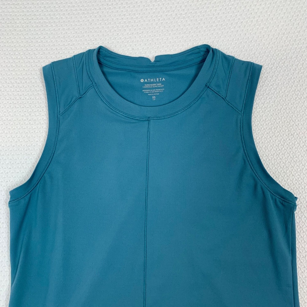 Athleta Sunchaser Tank Top Teal Blue Sleeveless Activewear Gym Workout Womens XS